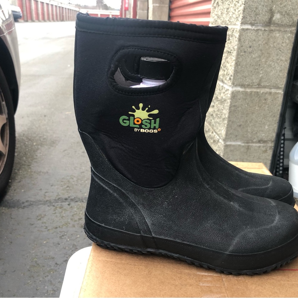 Glosh Bogs Kids Boy's Black Rubber Rain Snow Boots Size 5